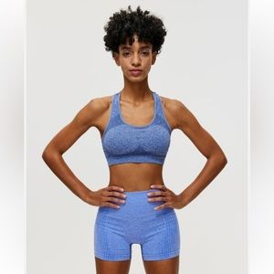 Blue Women’s Workout Yoga Sports Bra Fitness Shorts Stretchy Size US Small